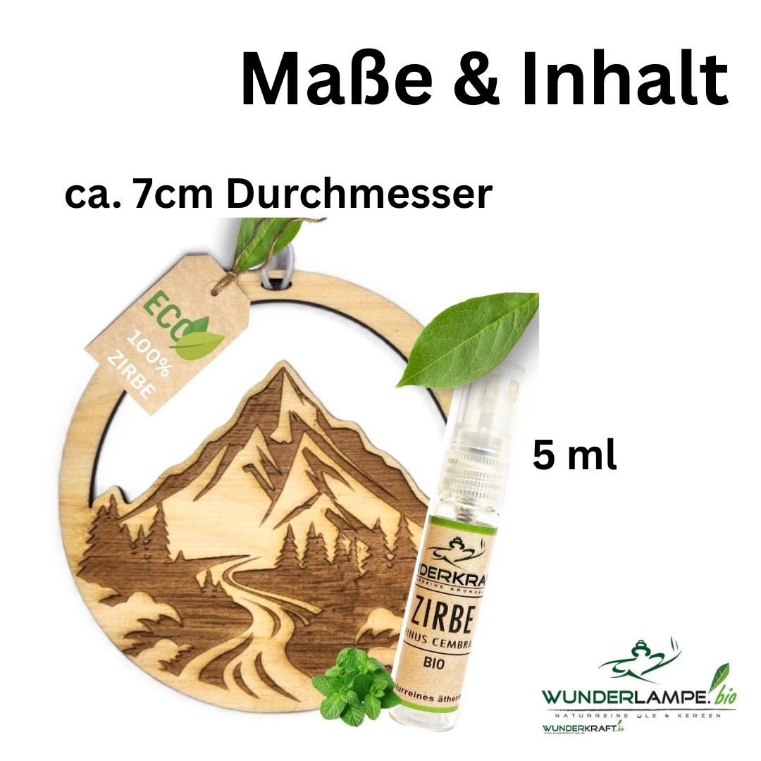 Zirben Duftbaum "BERGE", Lufterfrischer inkl. 5ml Bio Zirbenölspray