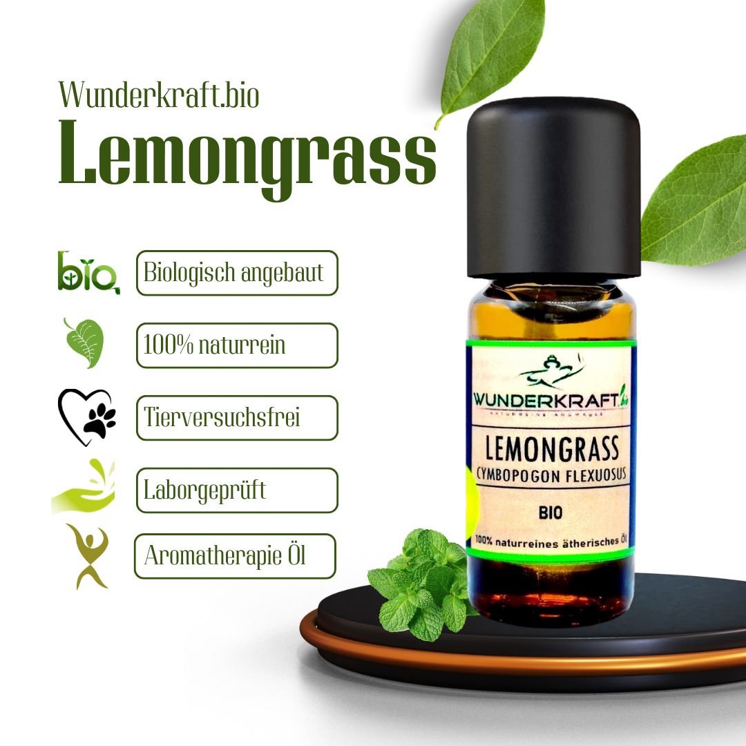 BIO Lemongrassöl, 100% naturreine ätherische Öle - Wunderkraft.bio