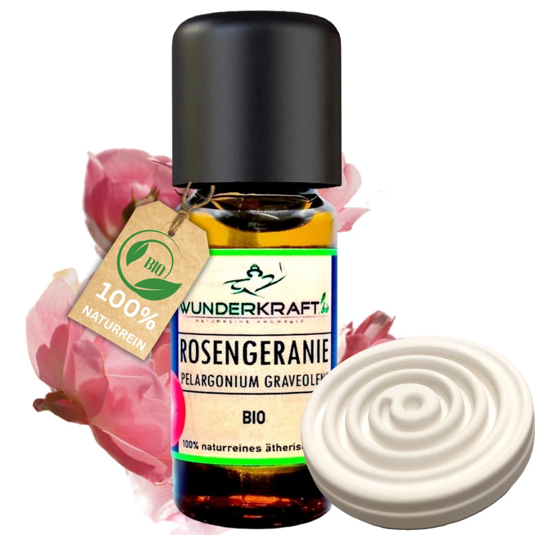 BIO Rosengeranienöl, 100% naturreines ätherisches Öl - Wunderkraft.bio von Wunderlampe.bio