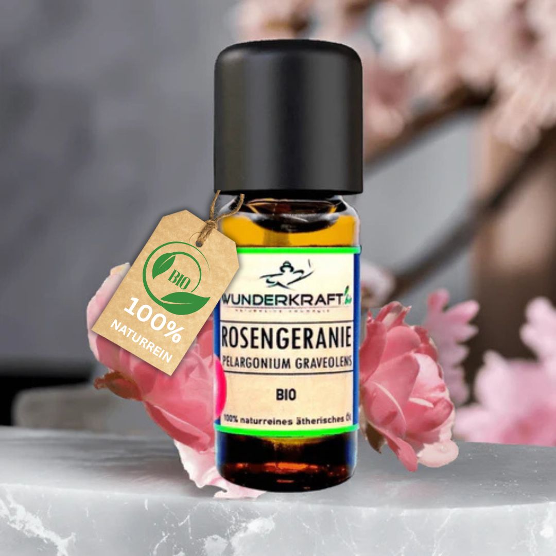 BIO Rosengeranienöl, 100% naturreines ätherisches Öl - Wunderkraft.bio von Wunderlampe.bio
