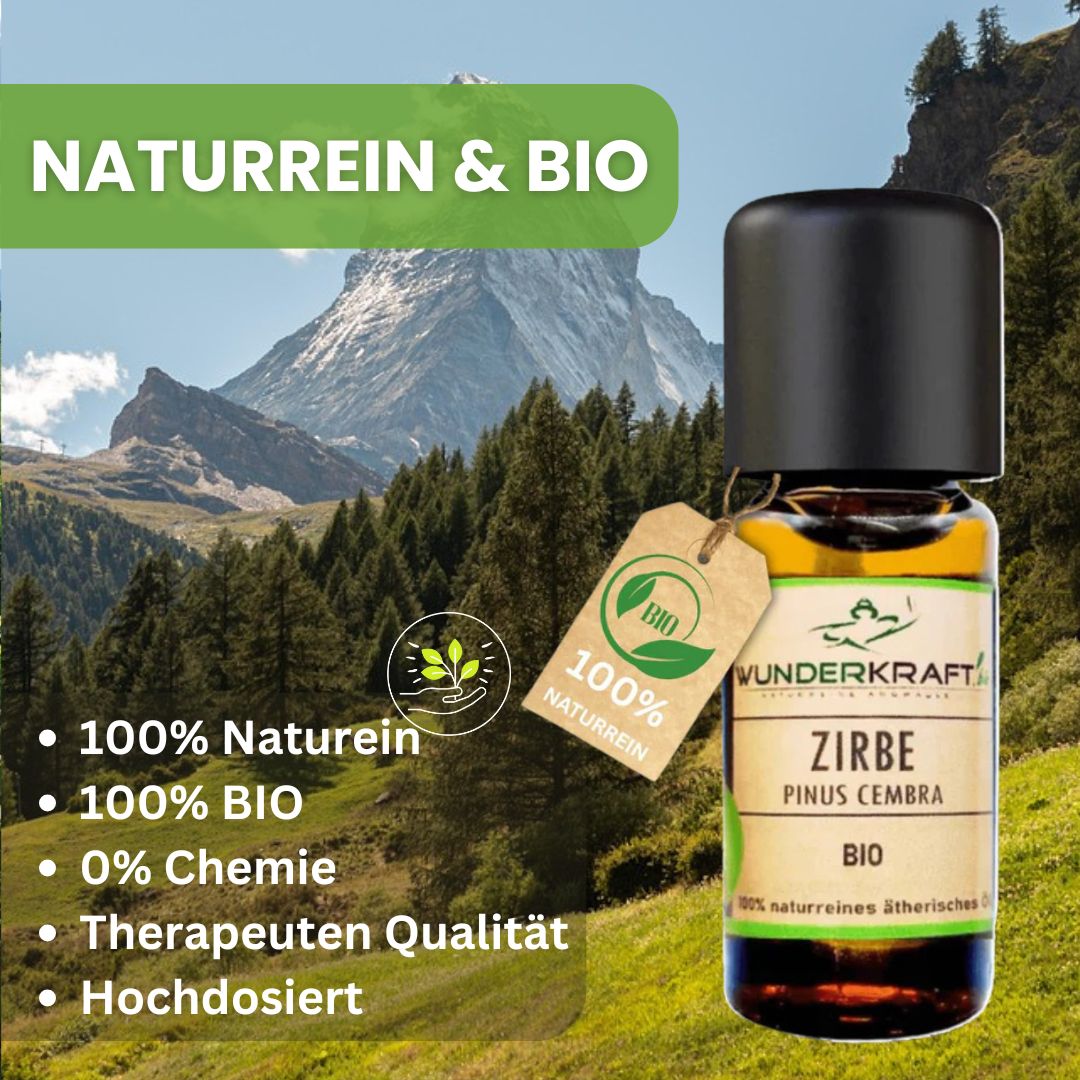 BIO Zirbenöl, 100% naturreine ätherische Öle - Wunderkraft.bio von Wunderlampe.bio