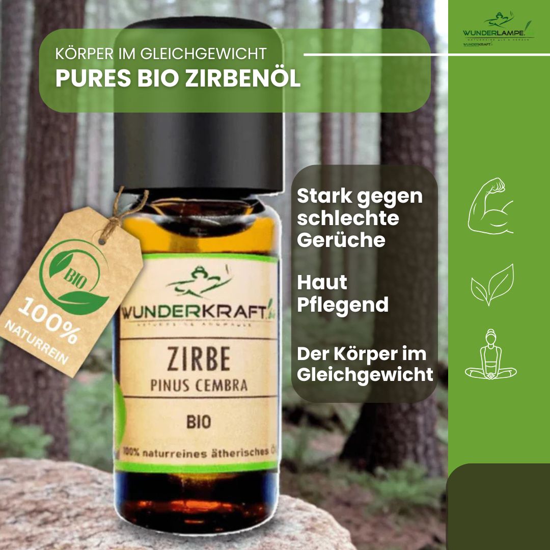 BIO Zirbenöl, 100% naturreine ätherische Öle - Wunderkraft.bio von Wunderlampe.bio