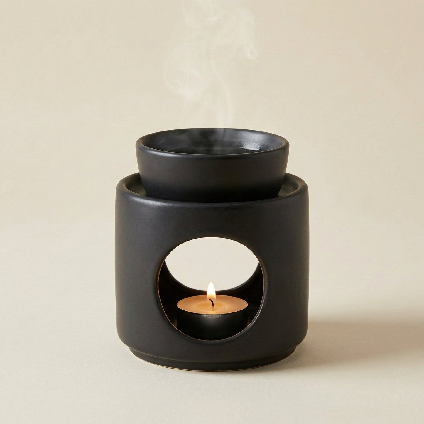 Elegante Duftlampe aus Keramik in Schwarz - Wunderkraft naturals