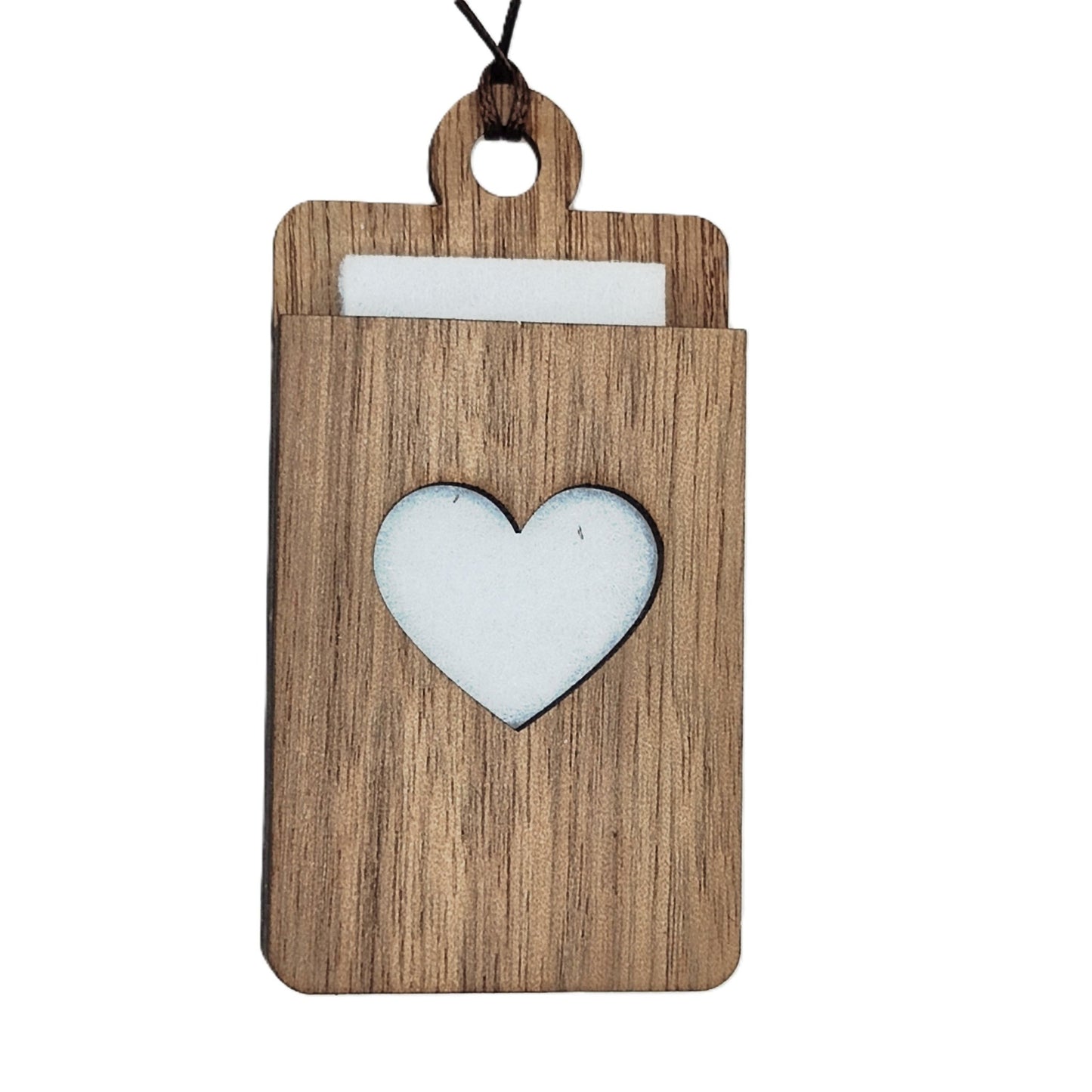 Holz Lufterfrischer "HERZ", Duftbaum aus Nussbaumholz mit Filzpad fürs Auto - Wunderkraft.bio