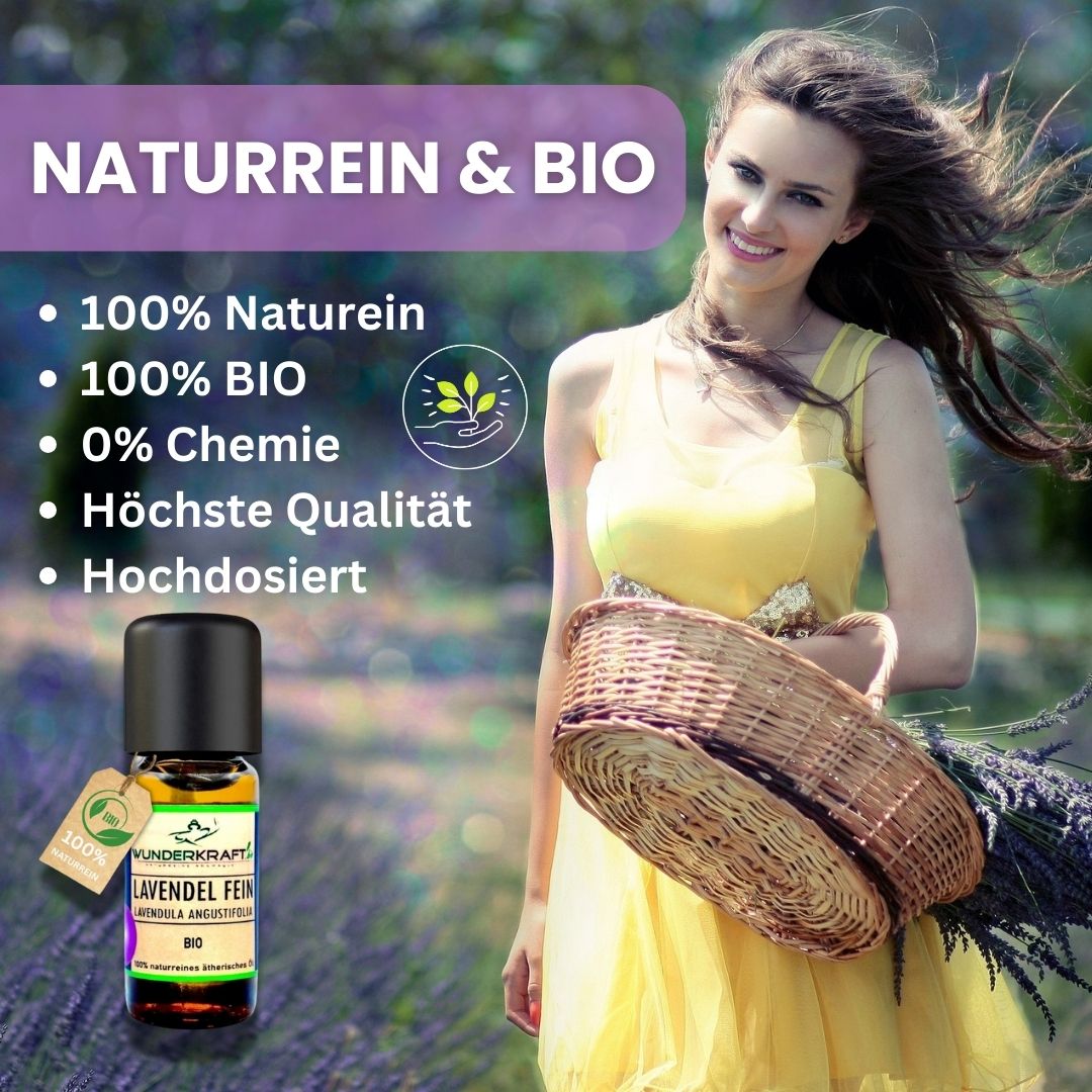 Riesen Duftstein & Holzteller inkl. BIO Lavendelöl fein, 100% ätherisches Öl, 10ml - Wunderkraft.bio von Wunderlampe.bio