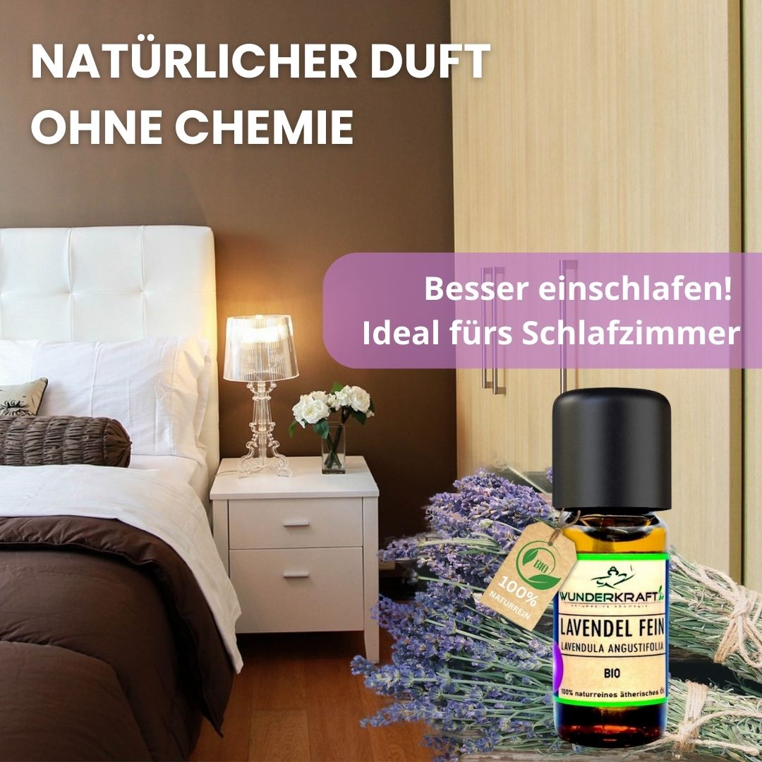 Riesen Duftstein & Holzteller inkl. BIO Lavendelöl fein, 100% ätherisches Öl, 10ml - Wunderkraft.bio von Wunderlampe.bio