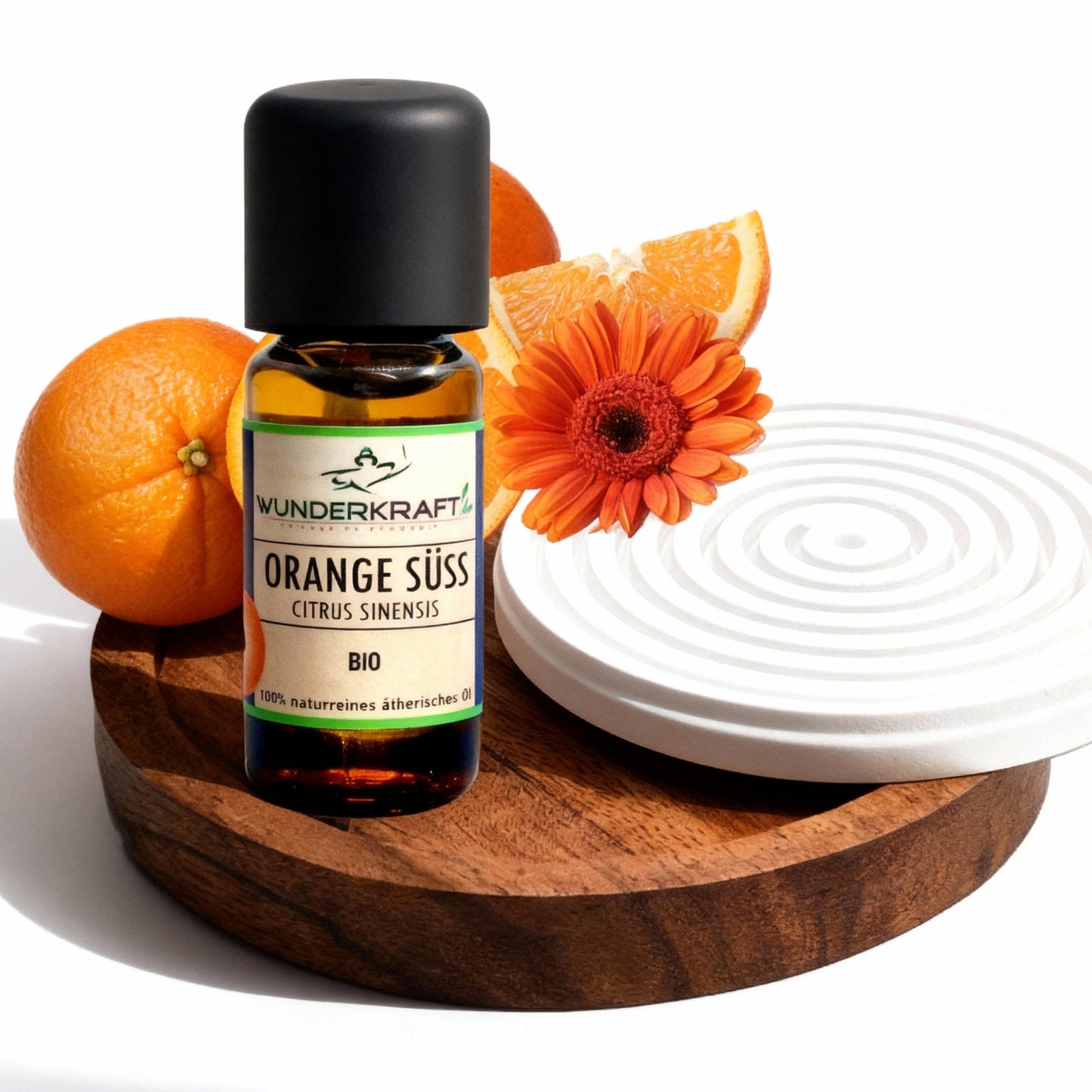 Riesen Duftstein & Holzteller inkl. BIO Orangenöl, 100% ätherisches Öl, 10ml - Wunderkraft.bio von Wunderlampe.bio