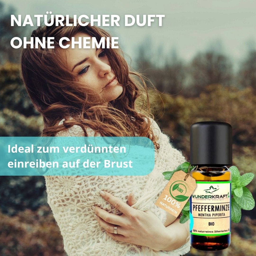 Riesen Duftstein & Holzteller inkl. BIO Pfefferminzöl, 100% ätherisches Öl, 10ml - Wunderkraft.bio von Wunderlampe.bio