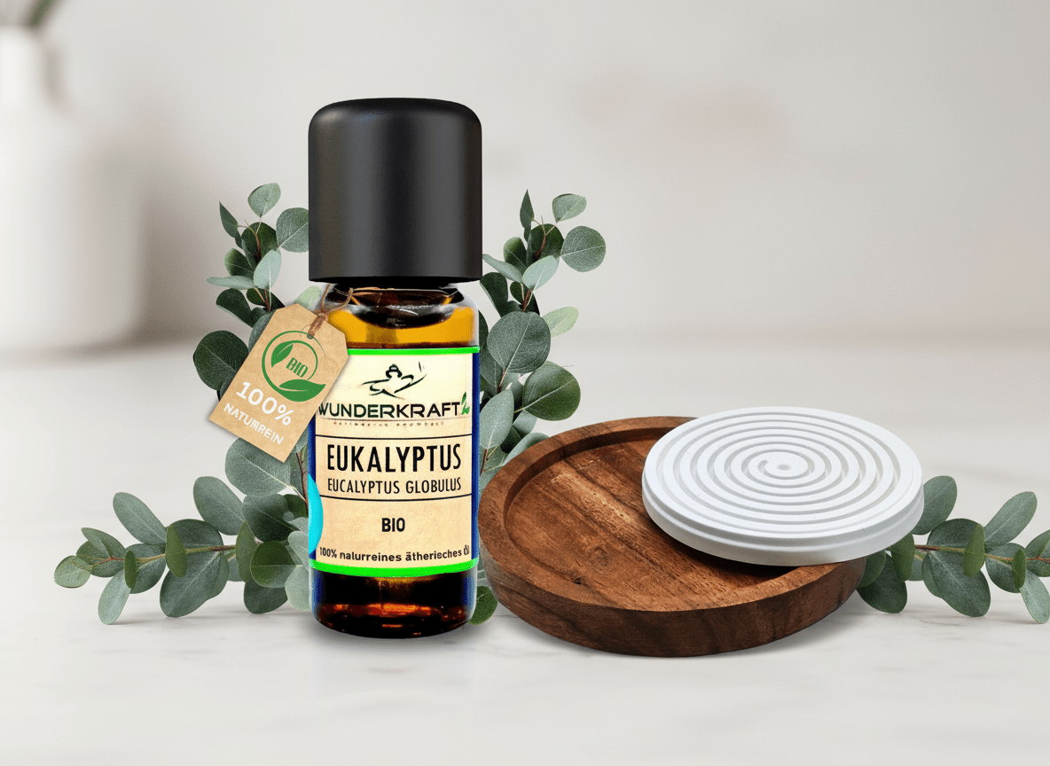 Riesen Duftstein mit Holzteller inkl. BIO Eukalyptusöl globulus, 100% naturreine ätherische Öle - Wunderkraft.bio von Wunderlampe.bio