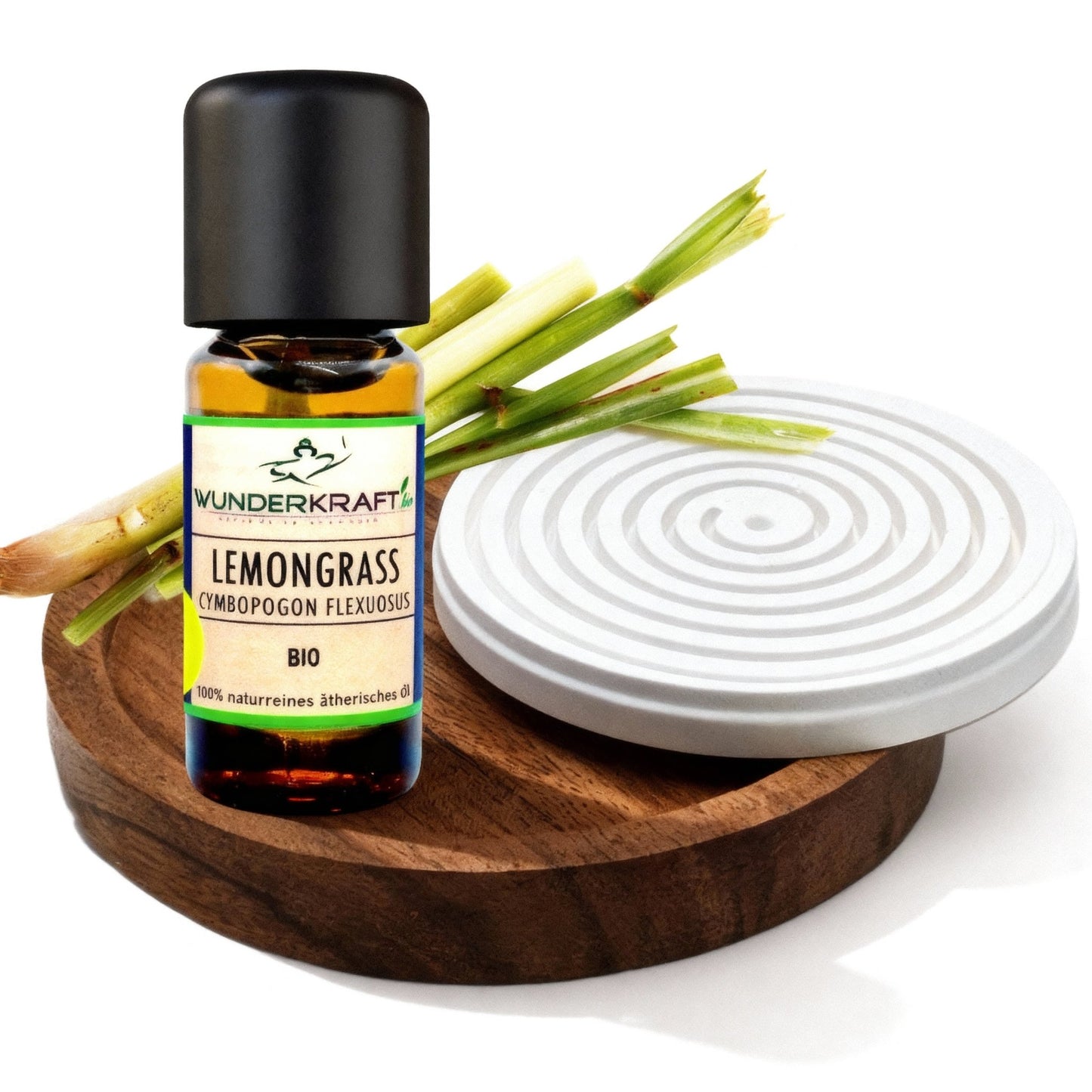 Riesen Duftstein mit Holzteller inkl. BIO Lemongrassöl, 100% naturreine ätherische Öle - Wunderkraft.bio von Wunderlampe.bio