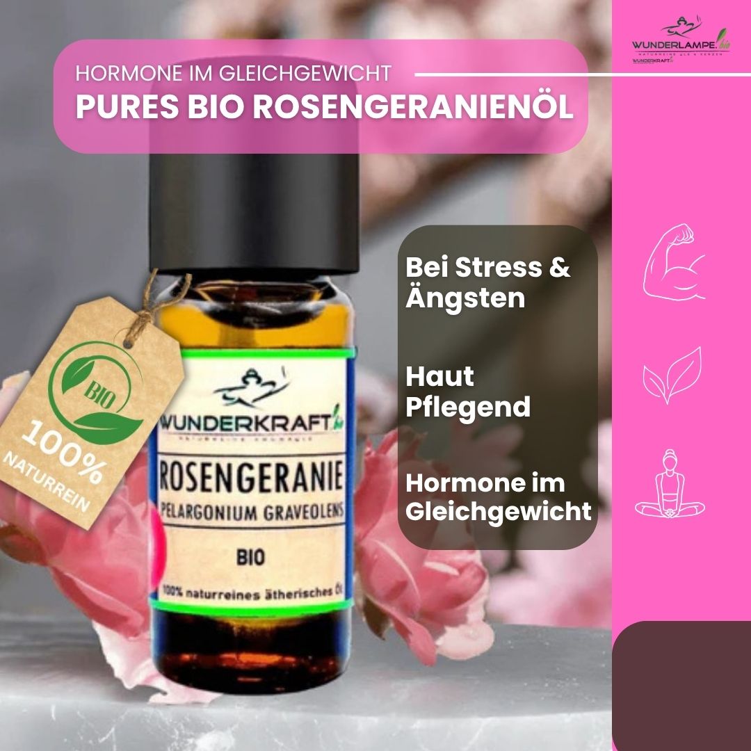 Riesen Duftstein mit Holzteller inkl. BIO Rosengeranienöl, 100% naturreines ätherisches Öl - Wunderkraft.bio von Wunderlampe.bio