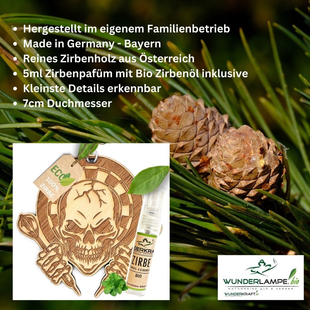 Zirben Duftbaum "DARTS", Lufterfrischer inkl. 5ml Bio Zirbenölspray - Wunderkraft.bio von Wunderlampe.bio