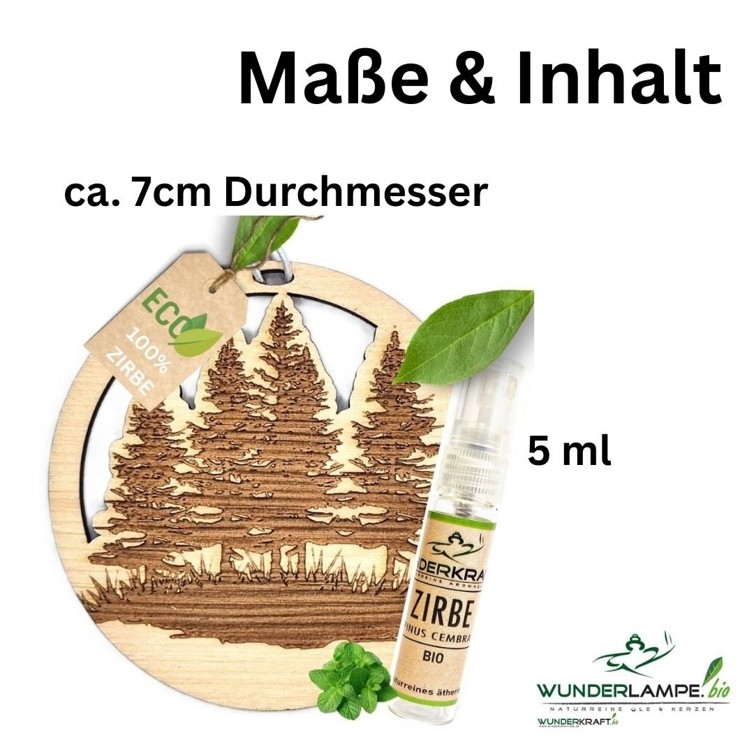 Zirben Duftbaum "WALD", Lufterfrischer inkl. 5ml Bio Zirbenölspray - Wunderkraft.bio von Wunderlampe.bio