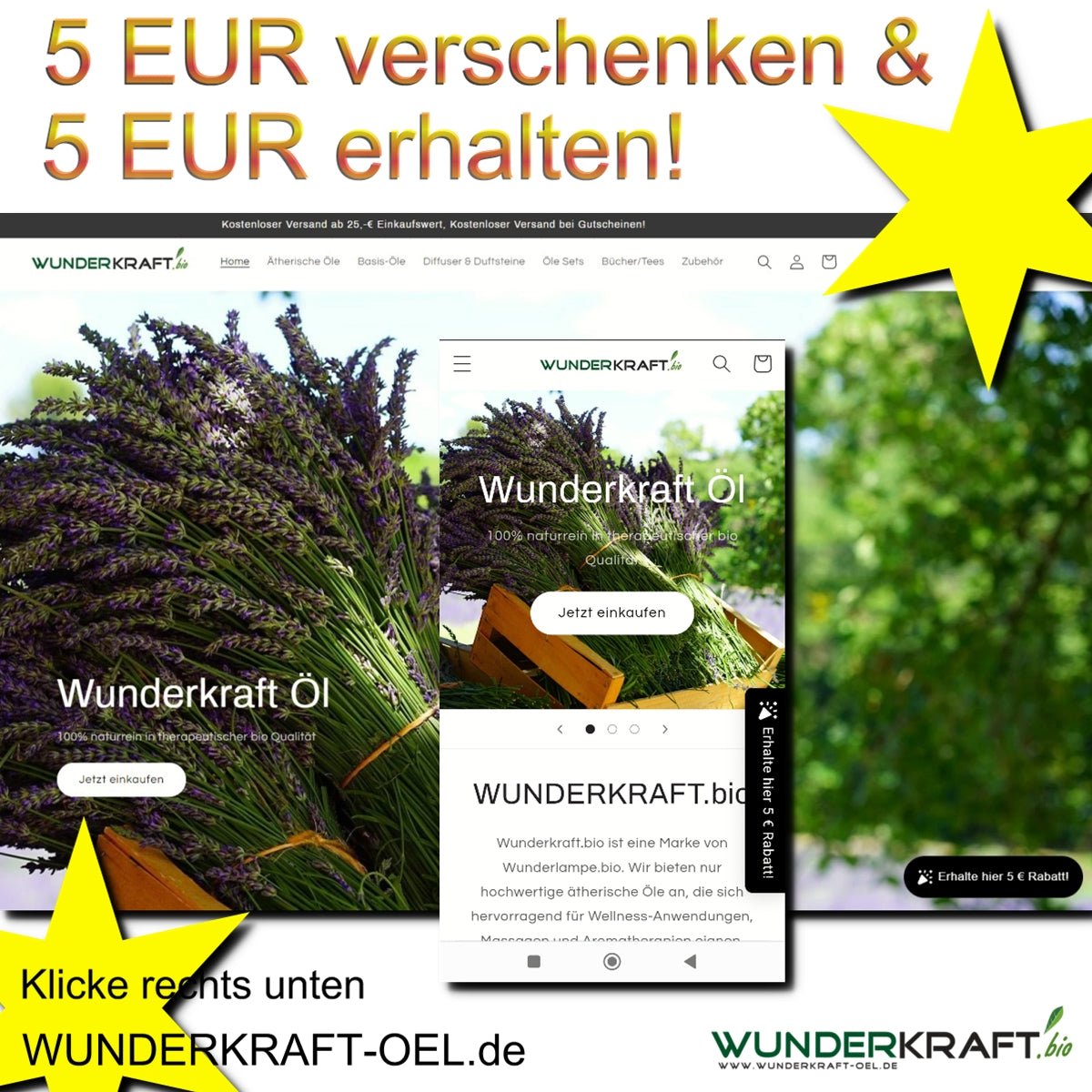 5€ verschenken und 5€ erhalten und wir zahlen. - Wunderkraft naturals