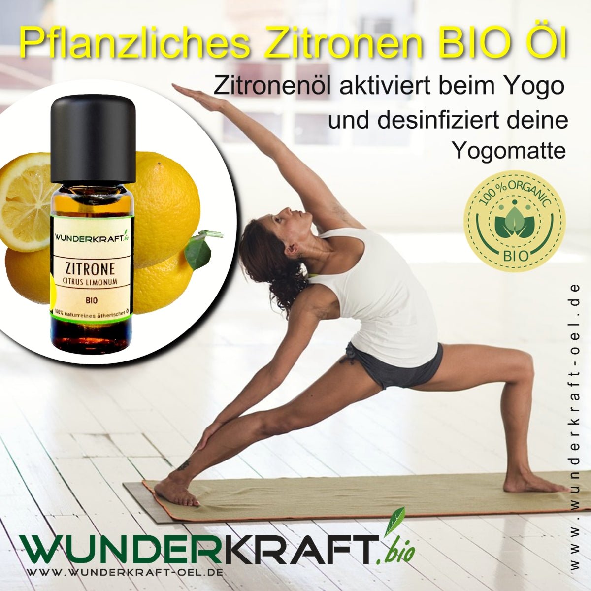 BIO Zitronenöl, der ideale Partner beim YOGA - Wunderkraft naturals
