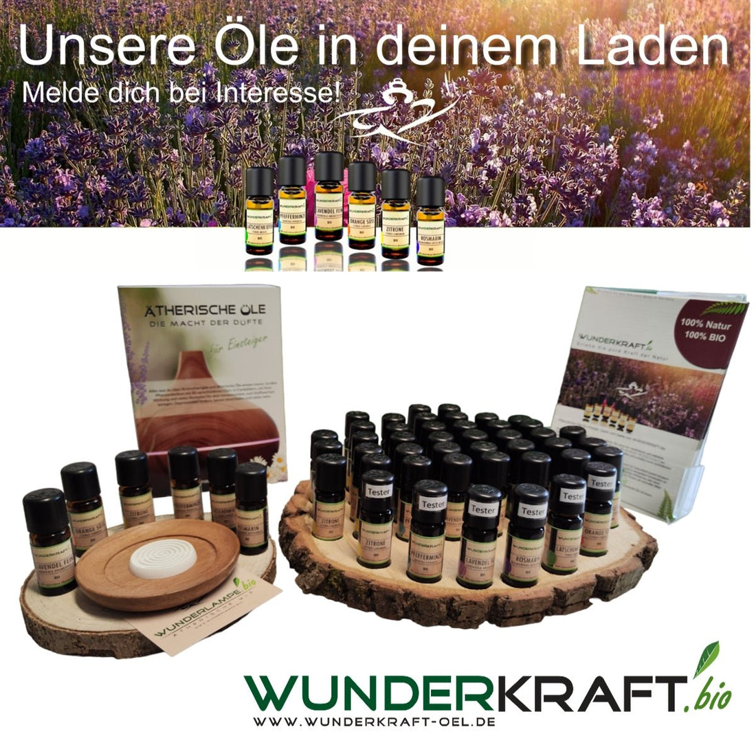 Unsere Aromaöle in deinem Laden - Wunderkraft.bio