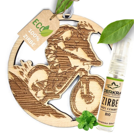 Zirben Duftbaum "BIKE", Lufterfrischer inkl. 5ml Bio Zirbenölspray