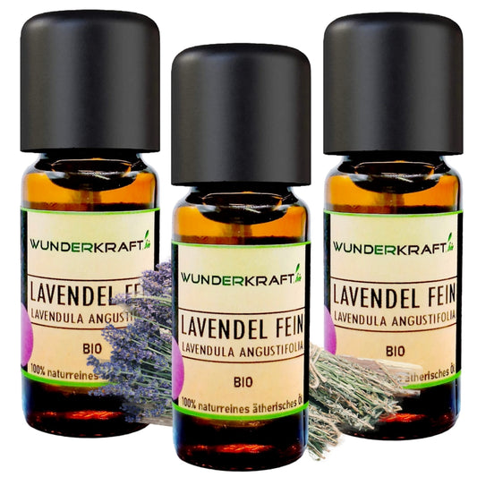 3er Set, BIO Lavendelöl fein, 100% naturreines ätherisches Aromaöl, 3x10ml