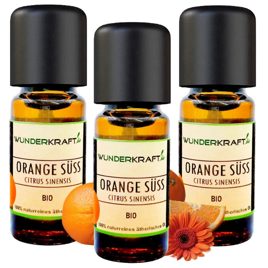 3er Set, BIO Orangenöl süß, 100% naturreines ätherisches Aromaöl, 3x 10ml