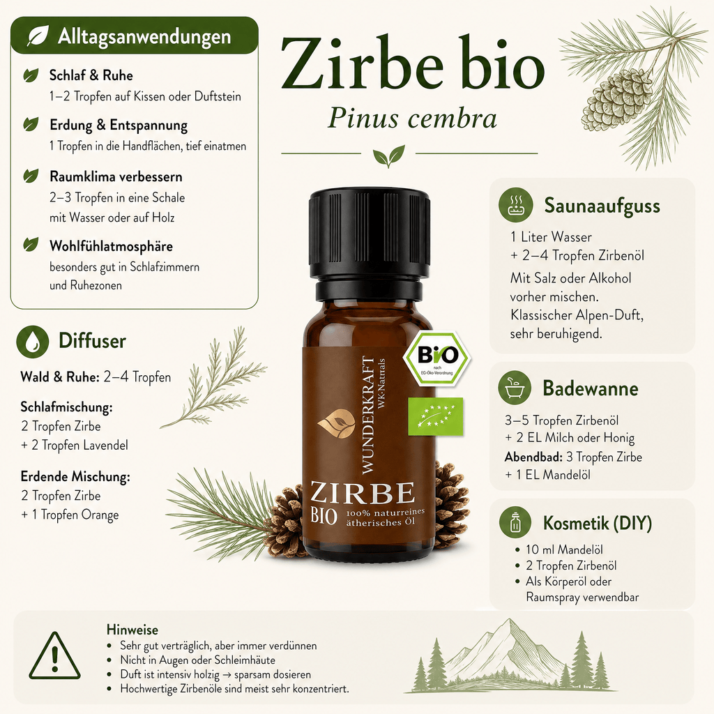 Abendruhe "ZIRBENÖL BIO" 😴Beruhigung & Schlaf - Wunderkraft naturals