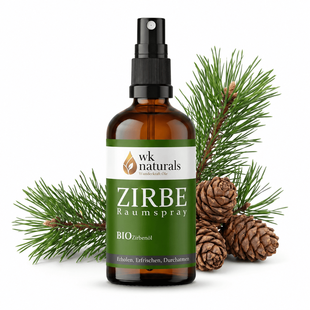 Alpenduft Bio Zirbenspray, 100ml Raumspray und Kissenspray für natürlichen frische Duft - Wunderkraft naturals