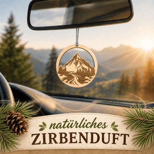 Alpenduft Zirben Duftbaum "BERGE", Lufterfrischer inkl. 5ml Bio Zirbenspray - Wunderkraft naturals