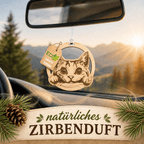 Alpenduft Zirben Duftbaum "KATZE", Lufterfrischer inkl. 5ml Bio Zirbenspray - Wunderkraft naturals