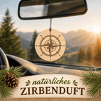 Alpenduft Zirben Duftbaum "KOMPASS", Lufterfrischer inkl. 5ml Bio Zirbenspray - Wunderkraft naturals