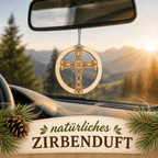 Alpenduft Zirben Duftbaum "KREUZ", Lufterfrischer inkl. 5ml Bio Zirbenspray - Wunderkraft naturals