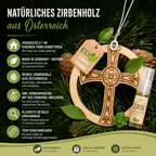 Alpenduft Zirben Duftbaum "KREUZ", Lufterfrischer inkl. 5ml Bio Zirbenspray - Wunderkraft naturals