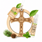 Alpenduft Zirben Duftbaum "KREUZ", Lufterfrischer inkl. 5ml Bio Zirbenspray - Wunderkraft naturals