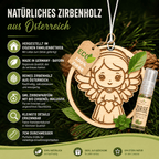 Alpenduft Zirben Duftbaum "SCHUTZENGEL", Lufterfrischer inkl. 5ml Bio Zirbenspray - Wunderkraft naturals