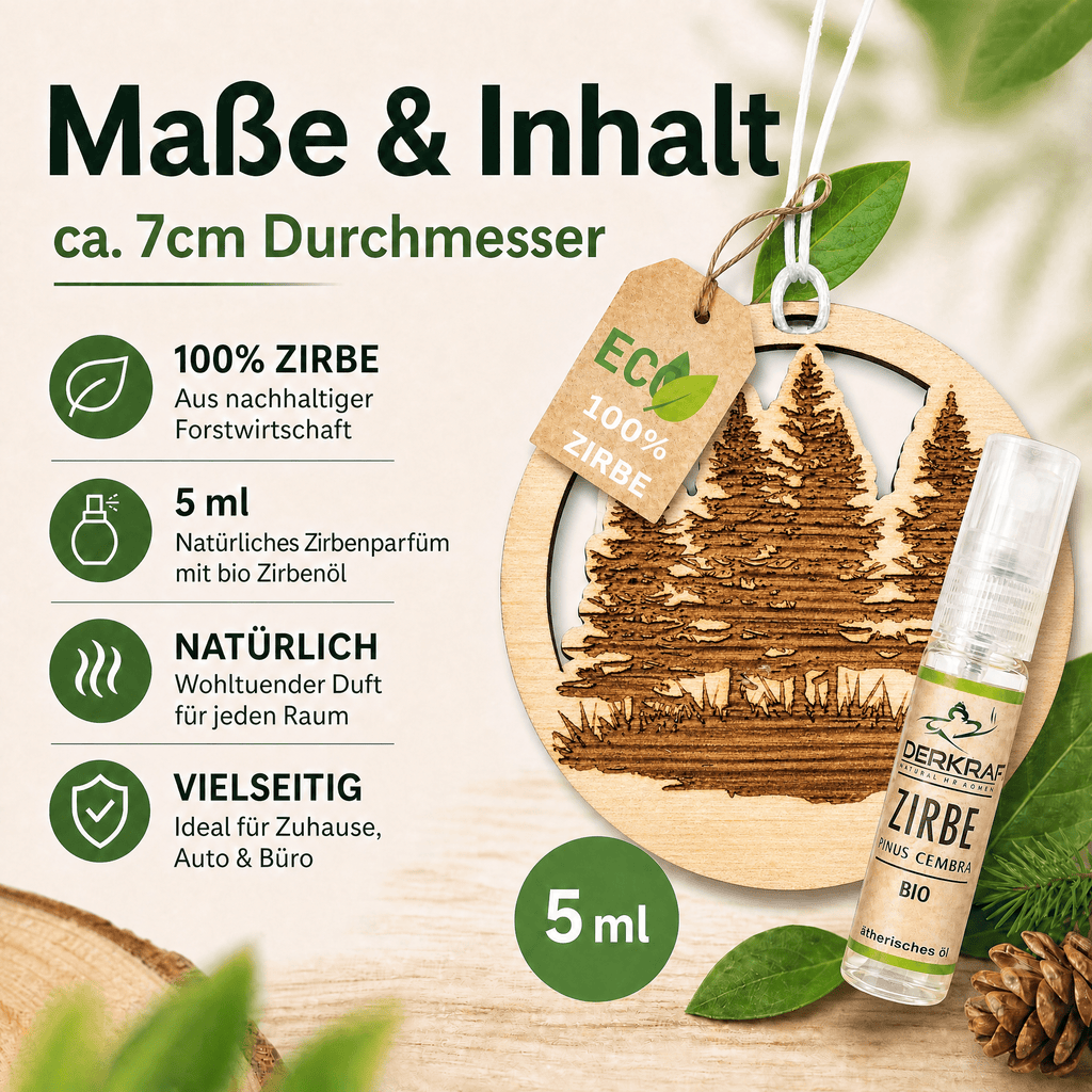 Alpenduft Zirben Duftbaum "WALD", Lufterfrischer inkl. 5ml Bio Zirbenspray - Wunderkraft naturals