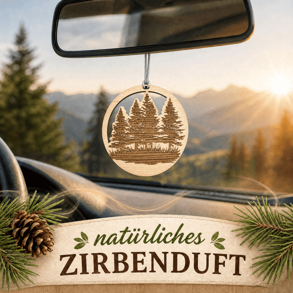 Alpenduft Zirben Duftbaum "WALD", Lufterfrischer inkl. 5ml Bio Zirbenspray - Wunderkraft naturals