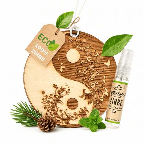 Alpenduft Zirben Duftbaum "YINYANG", Lufterfrischer inkl. 5ml Bio Zirbenspray - Wunderkraft naturals
