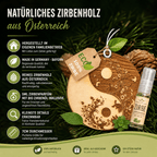 Alpenduft Zirben Duftbaum "YINYANG", Lufterfrischer inkl. 5ml Bio Zirbenspray - Wunderkraft naturals