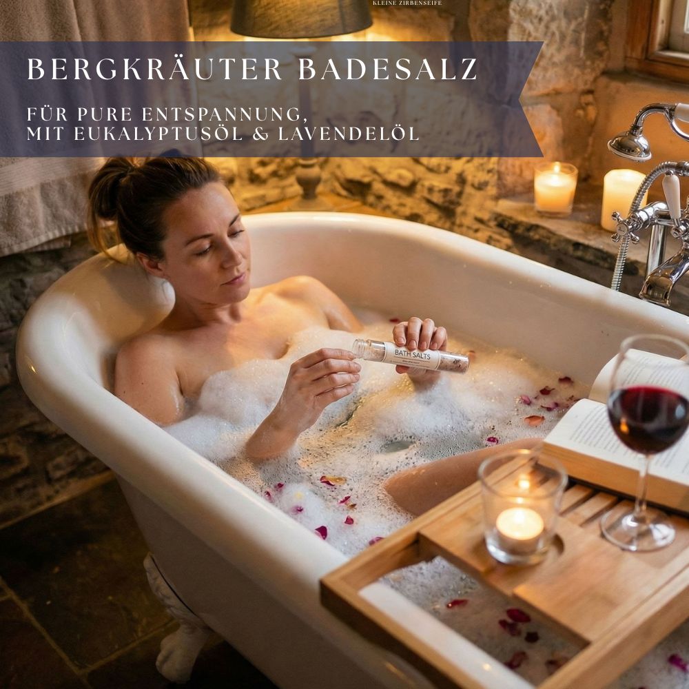Alpenkräuter Wellness Geschenkset für Frauen – Eukalyptus Spa Set mit Badesalz, Seife, Bio Eukalyptusöl, Duftstein, fertig verpacktes Geschenkset Frauen - Wunderkraft naturals