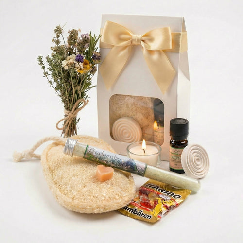 Alpenkräuter Wellness Geschenkset für Frauen – Eukalyptus Spa Set mit Badesalz, Seife, Bio Eukalyptusöl, Duftstein, fertig verpacktes Geschenkset Frauen - Wunderkraft naturals