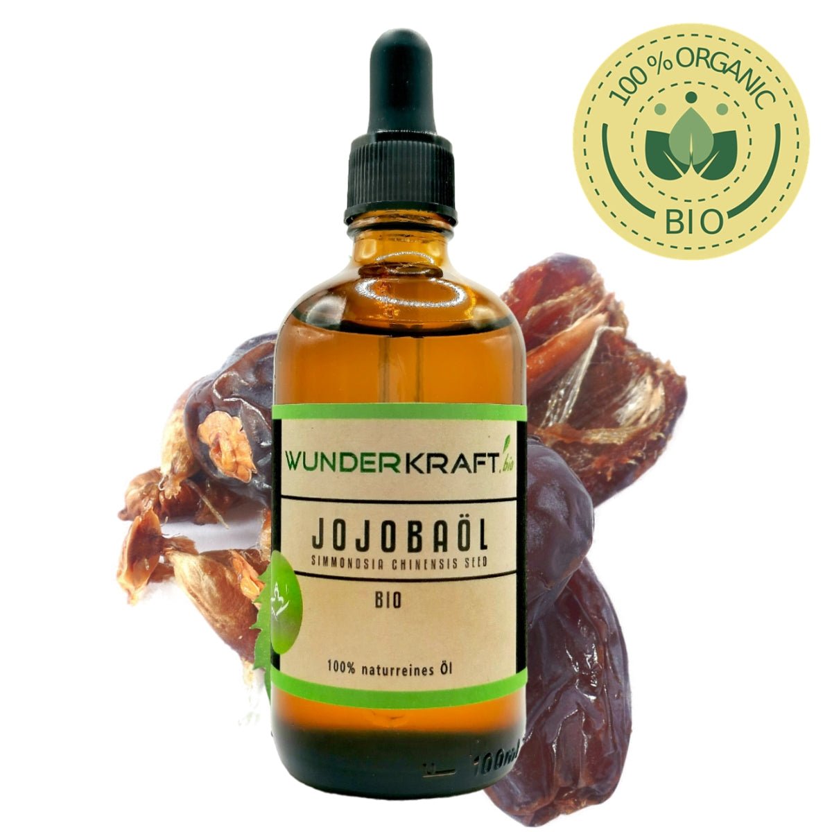 BIO Jojobaöl, naturrein, 100ml, als Basisöl für ätherische Öle - Wunderkraft.bio