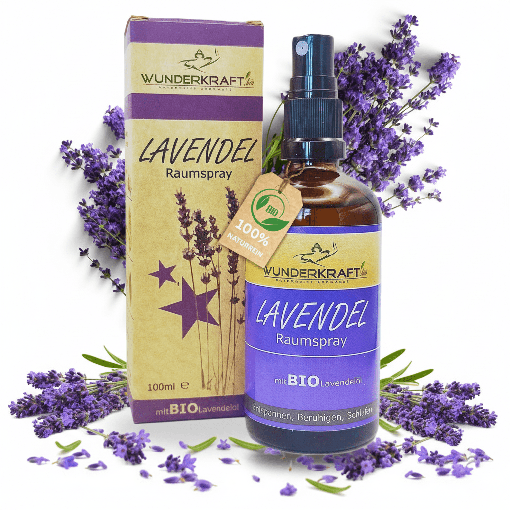 Bio Lavendelspray, 100ml Raumspray und Kissenspray für süße Träume - Wunderkraft.bio von Wunderlampe.bio