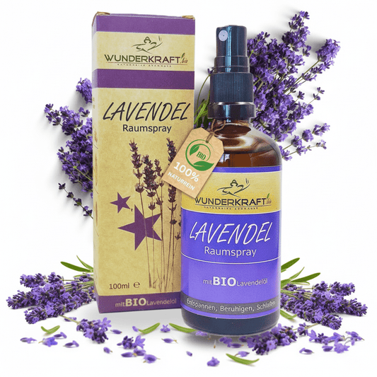 Bio Lavendelspray, 100ml Raumspray und Kissenspray für süße Träume - Wunderkraft.bio von Wunderlampe.bio