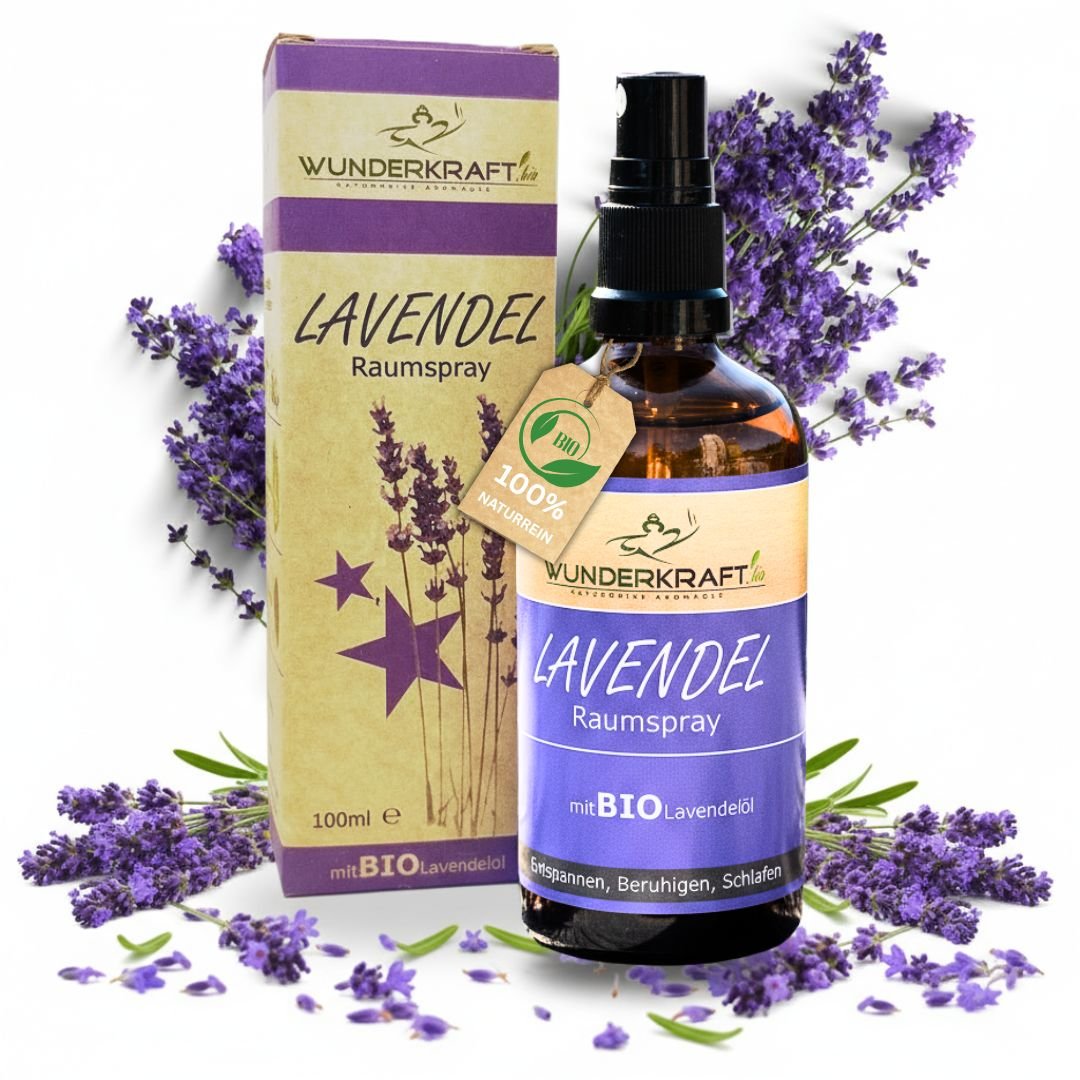 Bio Lavendelspray, 100ml Raumspray und Kissenspray für süße Träume - Wunderkraft.bio von Wunderlampe.bio