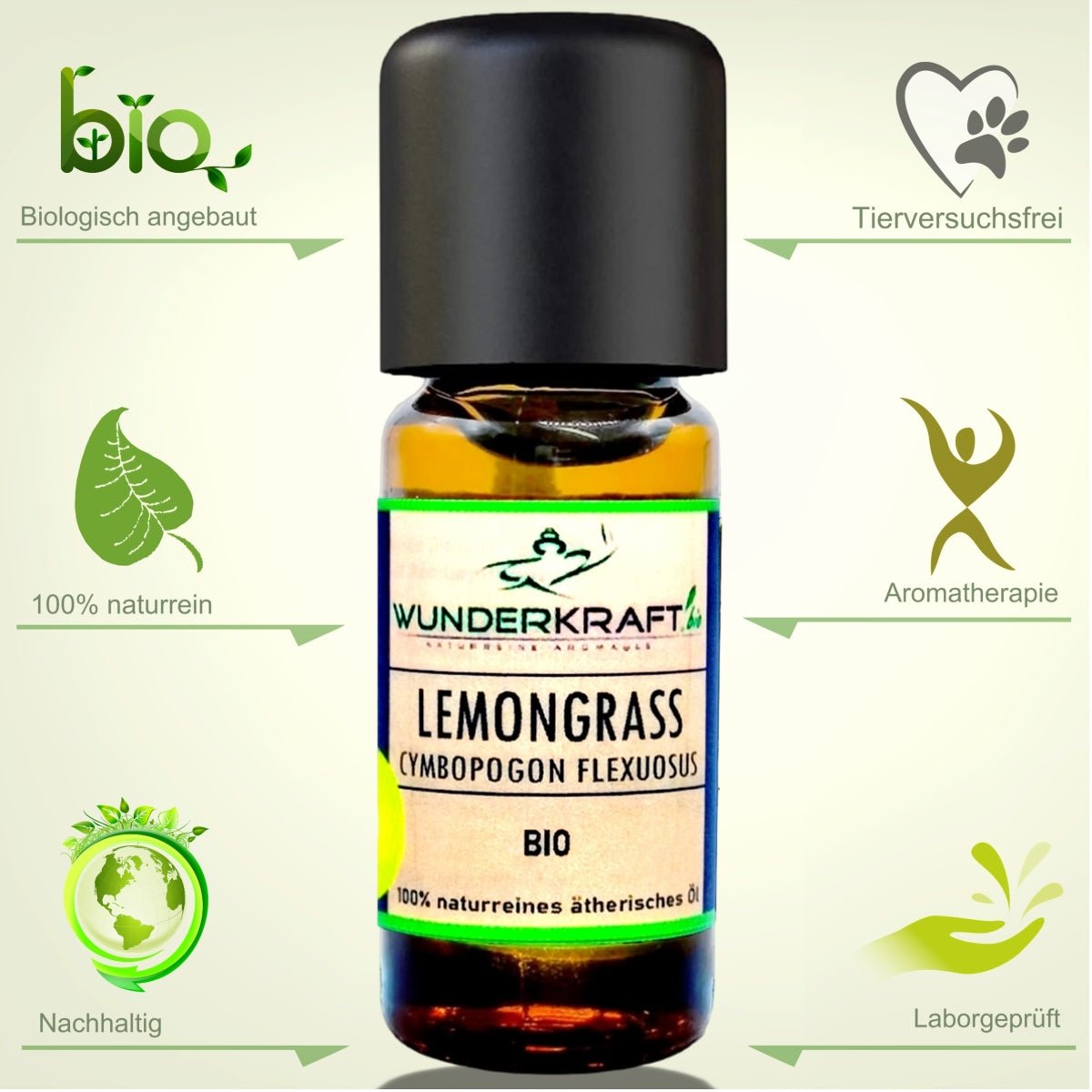 BIO Lemongrassöl, 100% naturreine ätherische Öle - Wunderkraft.bio