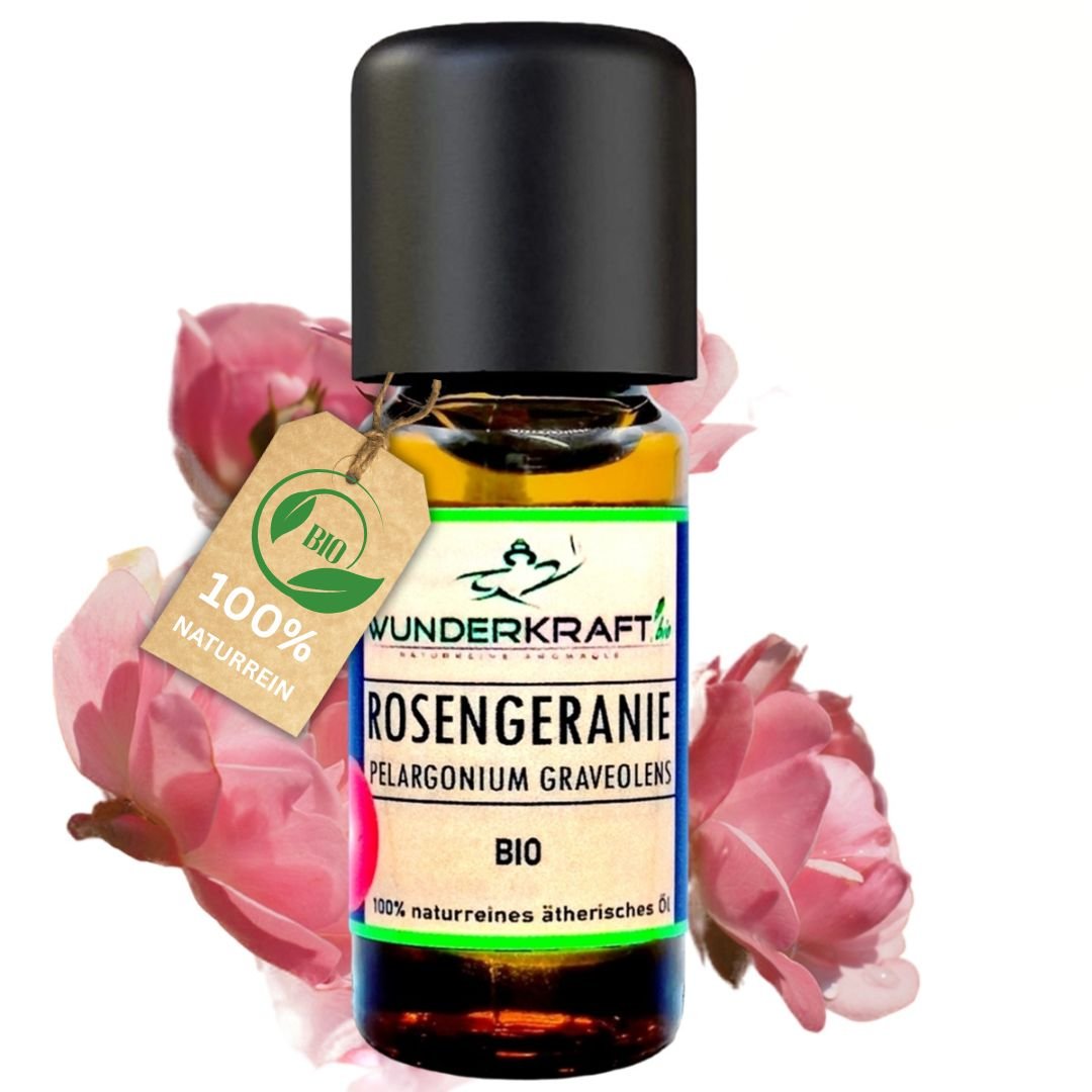 BIO Rosengeranienöl, 100% naturreines ätherisches Öl - Wunderkraft.bio von Wunderlampe.bio