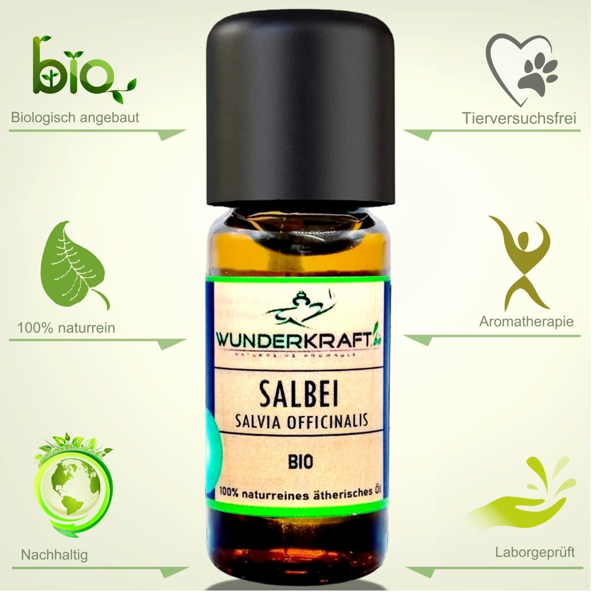 BIO Salbeiöl, 100% naturreine ätherische Öle - Wunderkraft.bio