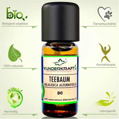 BIO Teebaumöl, 100% naturreine ätherische Öle - Wunderkraft.bio