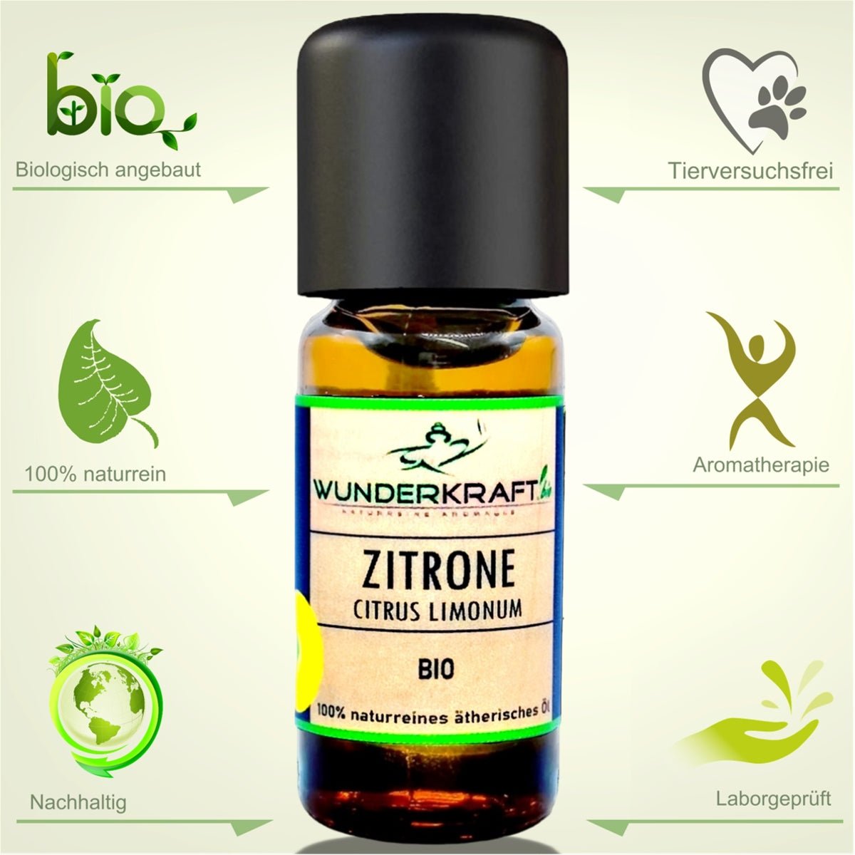 BIO Zitronenöl, 100% naturreine ätherische Öle - Wunderkraft.bio