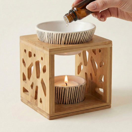 Duftlampe aus Bambus mit Keramikschale - Wunderkraft naturals