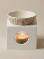 Duftlampe aus weißem Holz in Spa - Optik mit weißer Keramikschale - Wunderkraft naturals