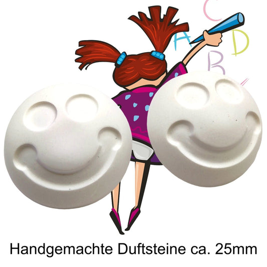 Duftstein Emoji, 2 Smiley für ätherische Öle, Handgemacht für z.B. Kinderzimmer - Wunderkraft.bio